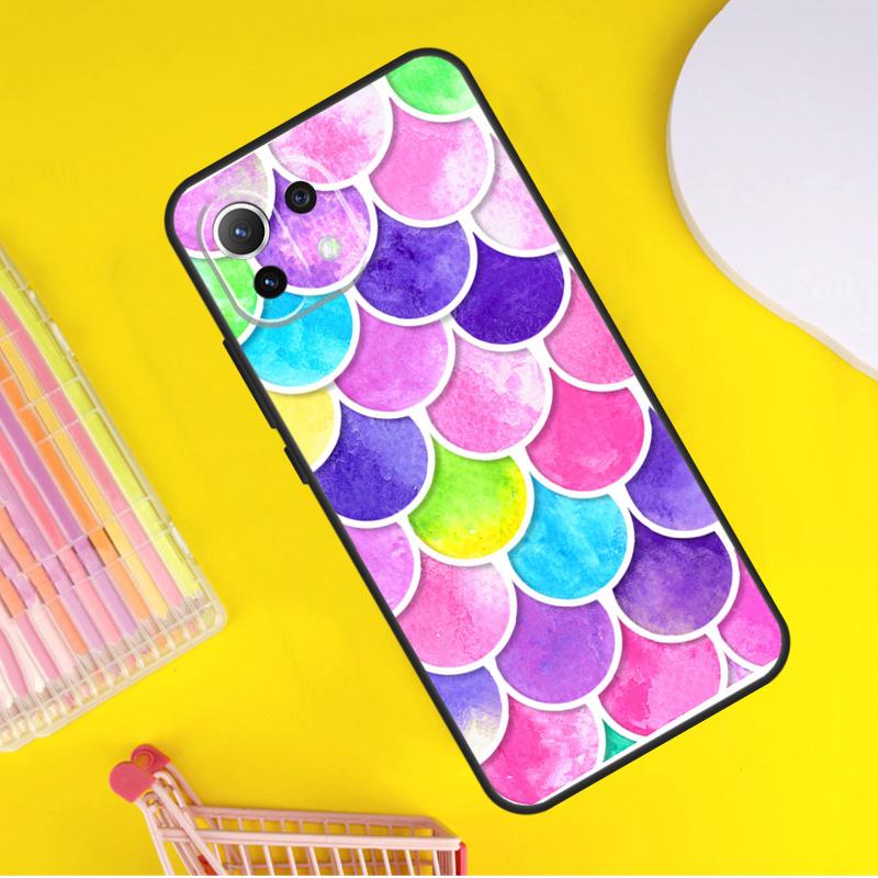 Акварельный Чехол с Имитацией Чешуи Русалки для Xiaomi 14 Ultra 13 11T 12T 13T 14T Pro POCO X6 X7 Pro X3 X5 F3 F5 F6 M6 Pro
