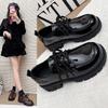 Women's Shoes, Small Leather Shoes, Women's Spring New Thick-soled Shoelaces, Velvet Muffin, Retro Versatile Love