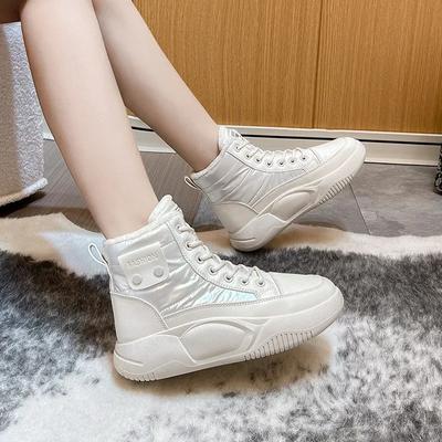 Модные женские зимние ботинки на шнуровке, белые, на высокой платформе, с круглым носком и шнурками, женские кожаные черные ботинки, популярные модели Y2k 39