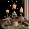 Christmas Candlestick Table Decoration Golden Ornament Candle Holder Christmas Decorations 2025 Decorated Retro Iron Candlestick