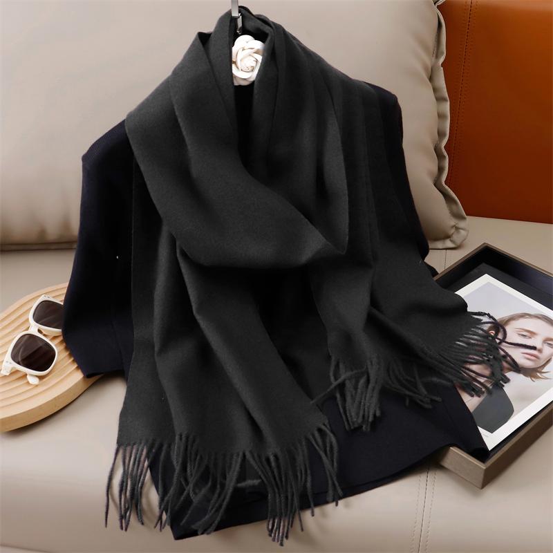 New Winer Warm Cashmere Scarf for Women Fashion Solid Thick Blanket Pashmina Shawl Wrap Female Bufanda Echarpe Foulard