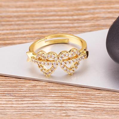 Nidin Temperament Romantic Heart Open Adjustable Rings for Women Girls Engagement Zircon Party Wedding Gift Jewelry Wholesale