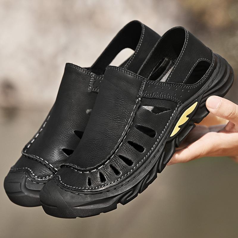 Новые мужские ретро-сандалии, пляжная обувь, походная обувь для активного отдыха, мужская модная повседневная обувь, летняя обувь с выемками на толстой подошве