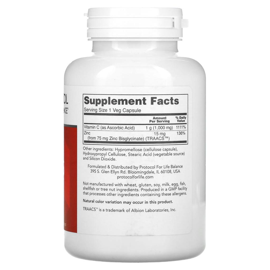 C-1000 + Zinc-15, 120 Veggie Capsules