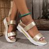 Распродажа модной женской обуви 2024 года, новые женские сандалии с ремешком на щиколотке, летние с открытым носком, однотонные с пряжкой, повседневные сандалии на платформе большого размера