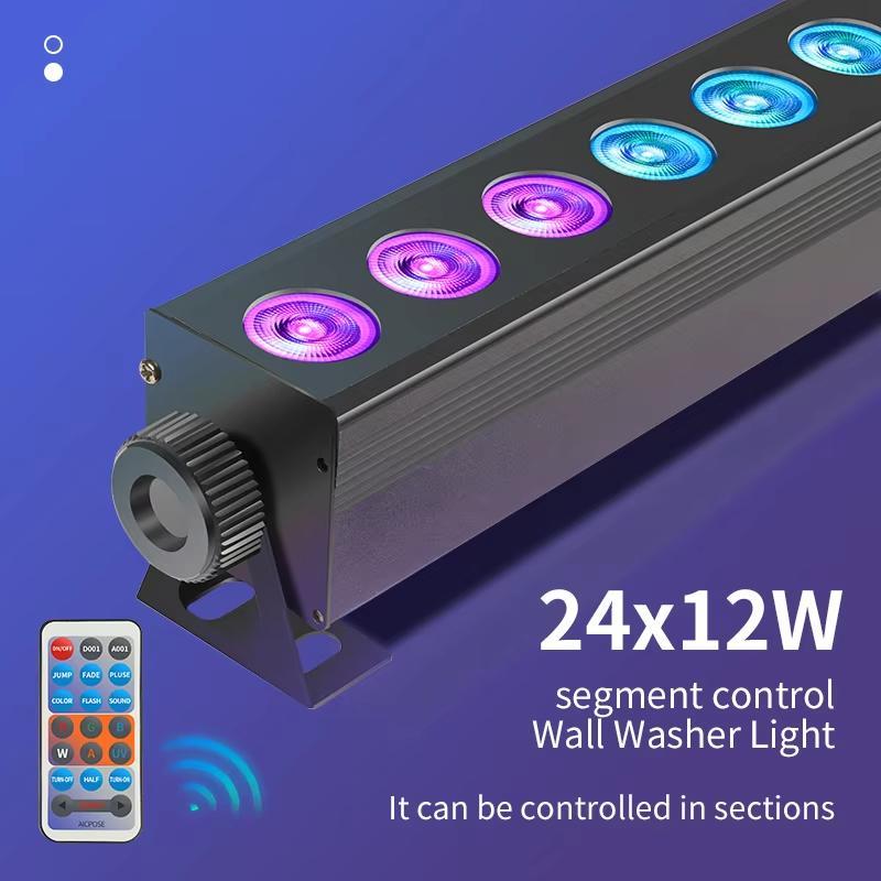 24x12w RGBW 4in1 LED bar Wall Washer Indoor Color Strip Light DMX512 Control Professional DJ Disco Wall Light Stage Party Lighting