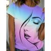 Summer Fashion Women's Y2K T Shirt Graphic Abstract Stylish Classic Short Sleeve Crew Neck Tees Round Neck Regular Tops