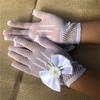White Princess Wedding Gloves for Girls Mesh Evening Children's Holiday Accessories with a Bow Birthday Performance Gloves