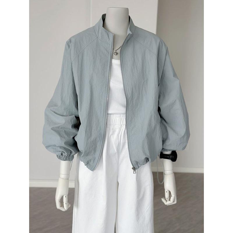 Korean Female Long Sleeved Sunscreen Jacket Spring Summer Women Leisure Sports Jacket Coat Solid Color Thin Style Ladies Outwear