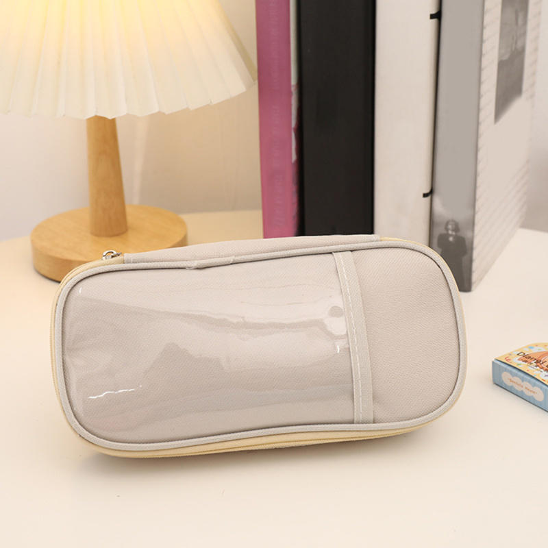 Японская кремовая сумка для карандашей, большая вместительная сумка, простая женская/мальчиковая пенал, холщовая сумка для карандашей, канцелярская сумка