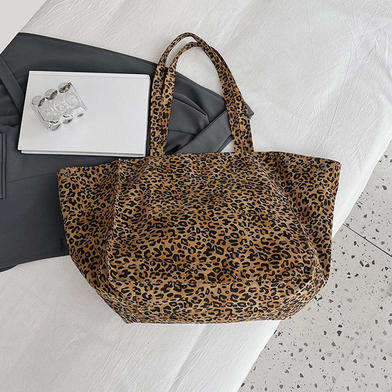 Yogodlns Женские холщовые винтажные сумки через плечо с леопардовым принтом, большой емкости, для отдыха, шопинга, поездок на работу, сумка-тоут