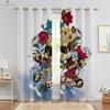 3D-печатные шторы на Хэллоуин, ужасный череп, цветочное оформление окна, спальня, гостиная, ресторан, 2 предмета