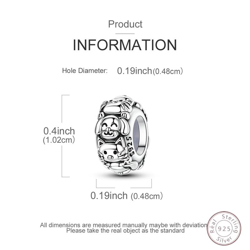 Charm Beads Cute Puppy Copper Pendant 3Mm Diy Party Christmas Fine Jewelry Making Gift