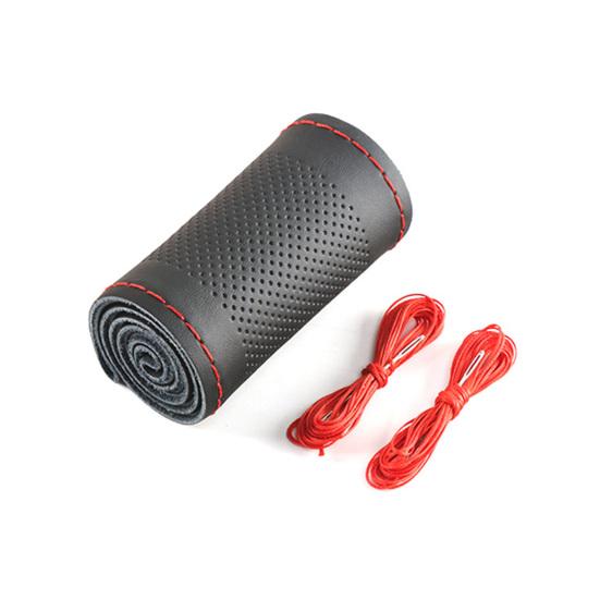 Ручное шитье 38 см, чехол на руль автомобиля, противоскользящая искусственная кожа, четыре сезона, универсальный грузовик, внедорожник, защита на руль, салон автомобиля