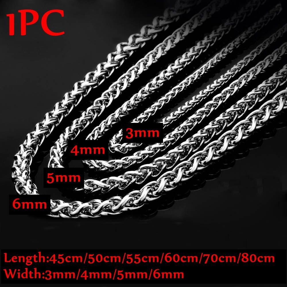 Men Silver Color Cool Choker Metal Collar Stainless Steel Necklace Braided Wheat Chain Heavy Link
