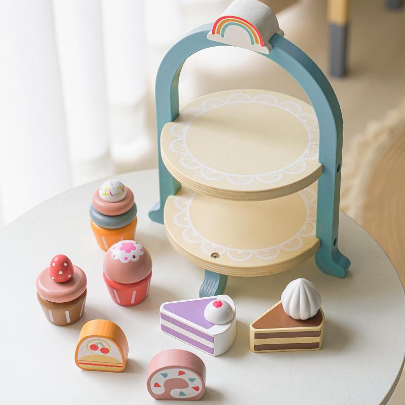 Children's Royal Tea Party Playset: Interactive Double-Layer Cake Stand & Educational Toy
