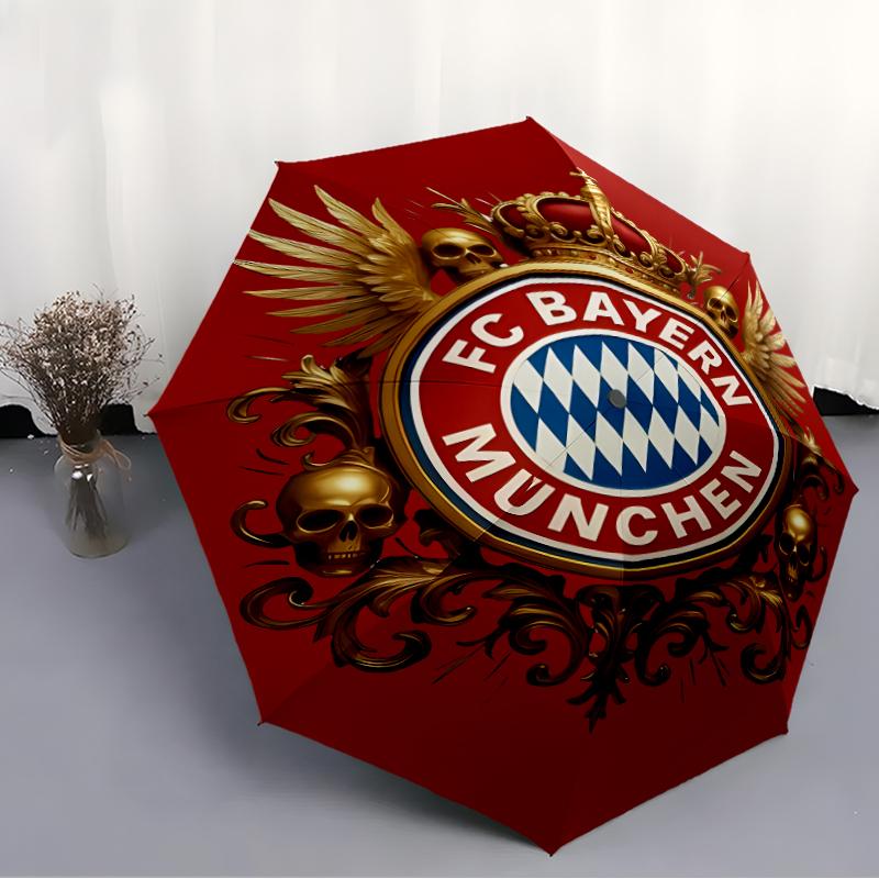 Printed FC Bayern München logo Printed Folding Umbrella,Outdoor,Leisure,And Travel Umbrella,Durable Umbrella Fabric,Birthday And Holiday Gift