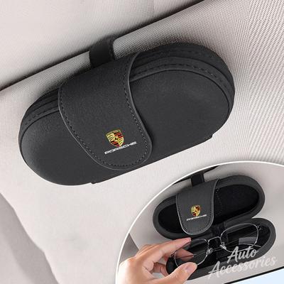 Автомобильный футляр для очков Держатель очков на козырек Автомобильный зажим для солнцезащитных очков Аксессуары для хранения Для Macan Panamera Cayenne Cayman 911