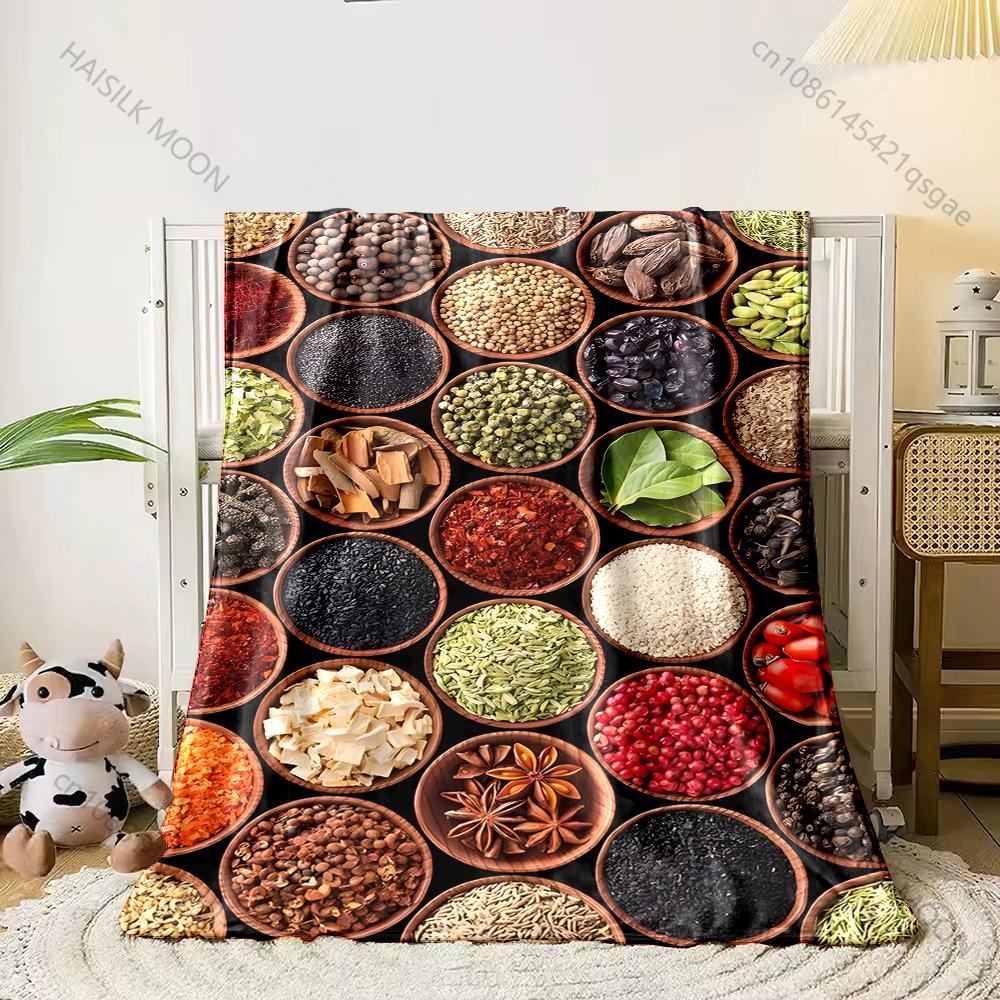 1PC Variety of spices collection Print Adult Children Warm Blankets Home Travel Car Soft Comfortable Suitable for all seasons