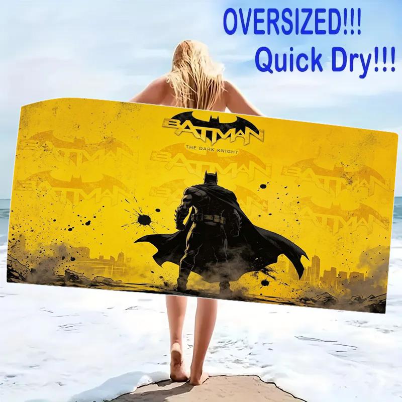 Super Bat Print Beach Towel, Large Soft Quick Dry Towel for Beach Camping Swimming