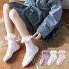 Kids Girl Sock Princess Ruffle Solid Color Calf Sock for Baby Girl Spring Autumn Cotton Soft Frilly Children Girl Sock Clothes