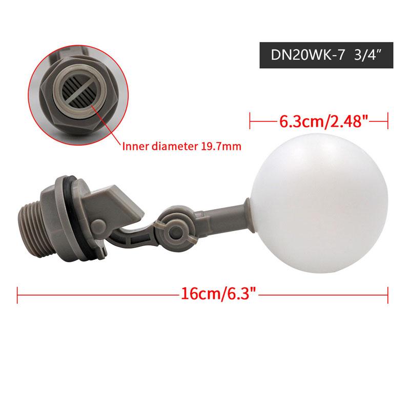 1 шт. Поплавковый шаровой клапан 1/2" или 3/4" Пластиковый регулируемый водяной поплавковый шаровой клапан для водонапорной башни, резервуара для воды, поилки для скота
