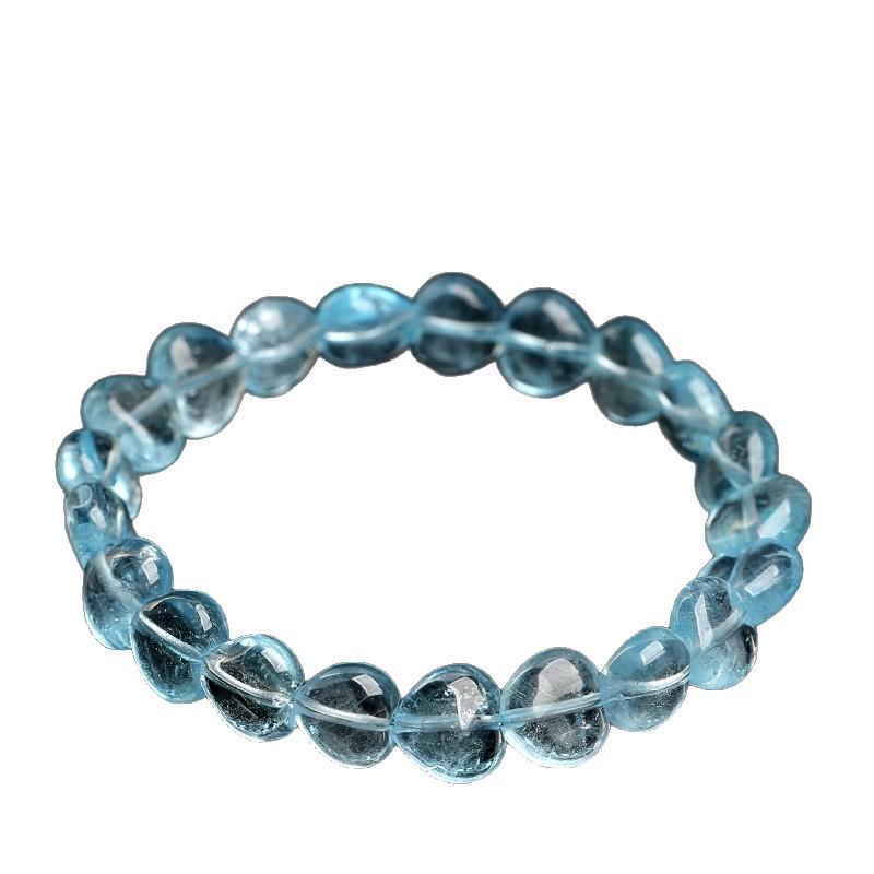 Браслет Hongxirui из кристалла с натуральным голубым топазом в форме сердца