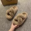 Супер популярные тапочки Mao Mao женская уличная обувь 2025 новая осень и зима с юбкой домашние толстая подошва цельнокроеные хлопковые тапочки