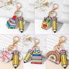 English Letter Pencil Rainbow Keychain Geometric Shape Teacher Education Pendant  Thanksgiving Gift
