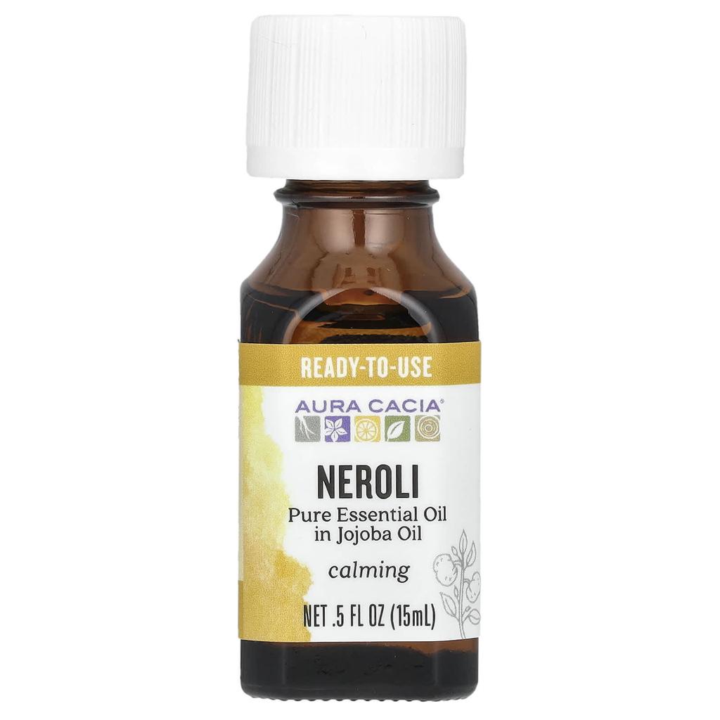 Aura Cacia Jojoba Oil, Neroli In Pure Essential Oils, 0.5 Fl Oz (15 Ml)
