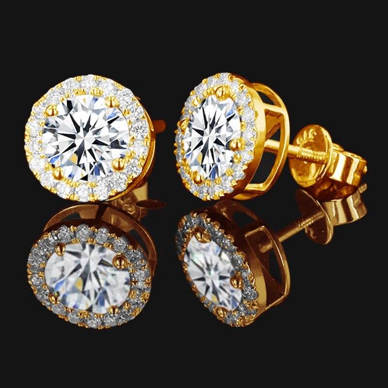 Серьги-гвоздики из стерлингового серебра, классические женские круглые серьги с крошечным кубическим цирконом около 1,2 карата, серьги с муассанитом, модные ювелирные украшения