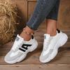Женские Повседневные Кроссовки в Стиле 'Dad Sneakers' Удобные Массивные Кроссовки на Платформе Беговые Кроссовки Нескользящие На Шнуровке Дышащие Обувь для Ходьбы Женская Тренировочная Теннисная Обувь
