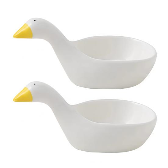 Керамический набор соусниц "Гусь" Милые рельефные тарелочки для соевого соуса и приправ для суши, пельменей и хот-пота Элегантный домашний декор Практичные миски для соусов