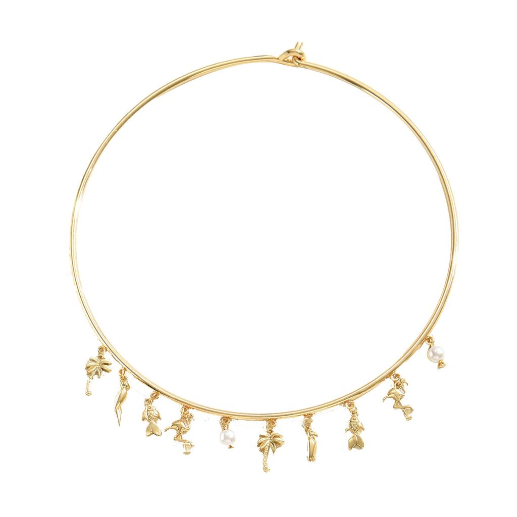 Геометрическое женское колье простой дизайн фламинго кокос инкрустация жемчугом колье универсальное ожерелье