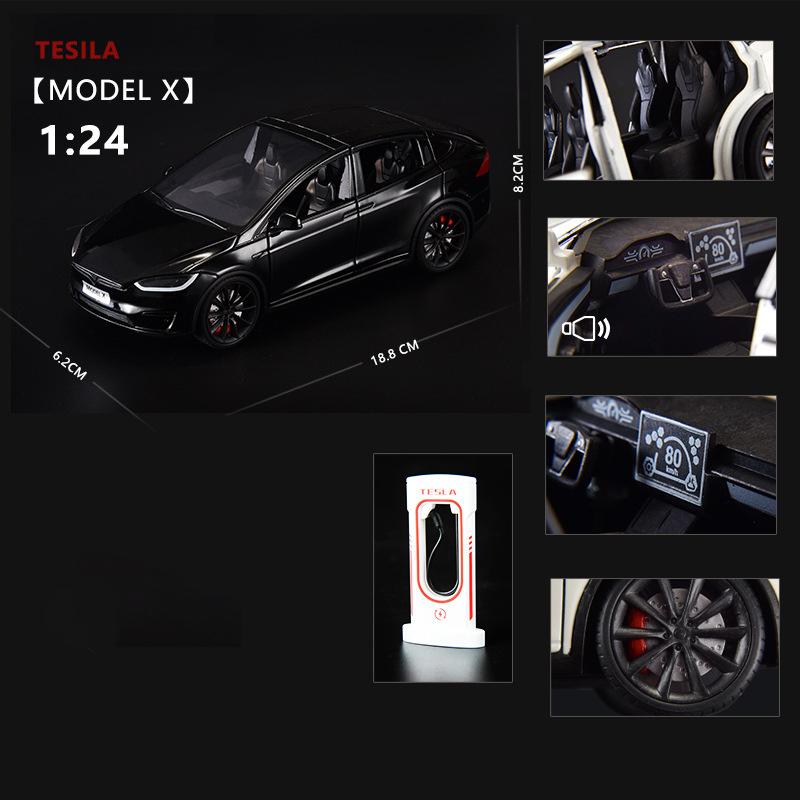 1:24 Модель X Модель Y Tesla Model 3 Литой из сплава Игрушечная модель автомобиля Звук и свет Детская игрушка Коллекционные предметы Подарок на день рождения