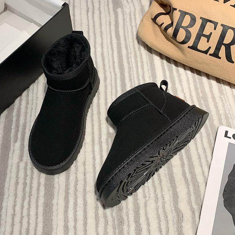 Зимние женские ботинки для снега с плюшевым утеплителем и толстой хлопковой подошвой