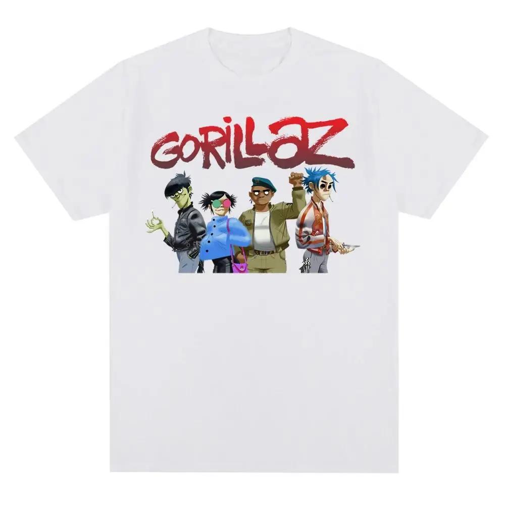 Футболка с принтом панк-рока музыкальной группы Gorillazs, повседневная мода 90-х с коротким рукавом, футболка большого размера унисекс