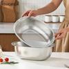 2 in 1 Stainless Steel Rice Washing Basin With Drain Net Oval Shape 304 Vegetable Washing Basin Kitchen Home Fruit Drain Basket