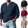 Men'S Button Up Long Sleeved Fashionable Casual Sports Top