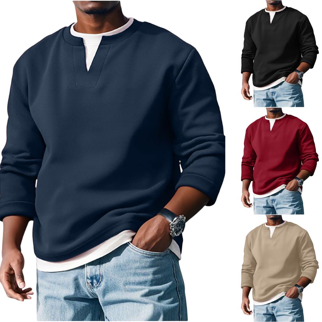 Men'S Button Up Long Sleeved Fashionable Casual Sports Top