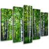 Five Piece Picture Canvas Print Birch Forest Green