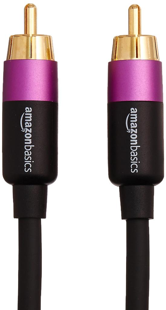 AmazonBasics 1 шт. RCA аудиокабель для динамика с позолоченным штекером черный сабвуфер/усилитель/активный 10,6 м
