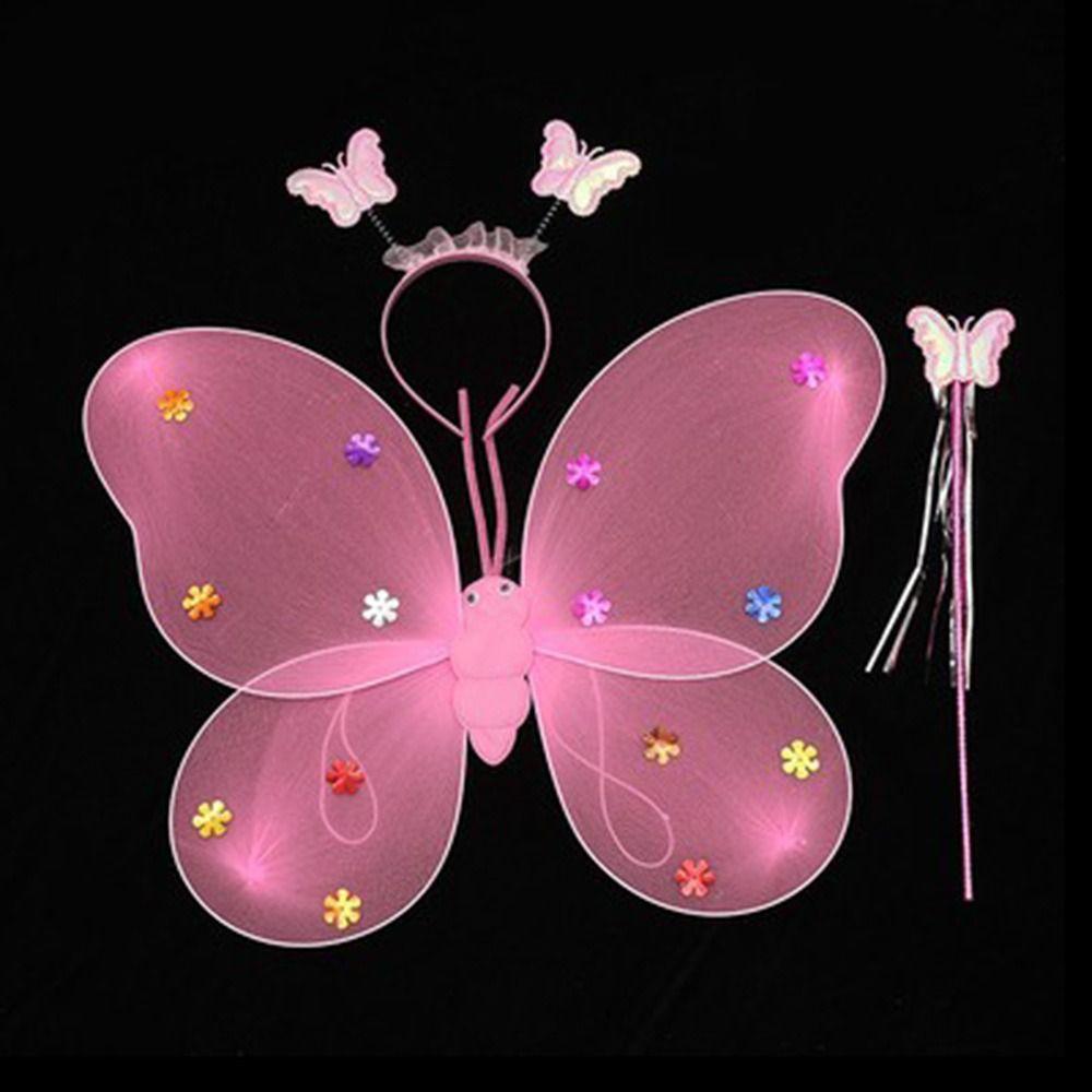 Костюм Принцессы Костюмные Наборы Наряжаться Блестящая Бабочка Детская Повязка на Голову Крылья Бабочки Девочки