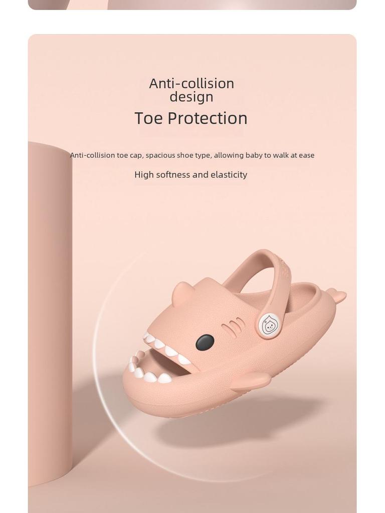 Нескользящие летние сандалии с рисунком акулы для детей - милые тапочки с защитой от столкновений для мальчиков и девочек