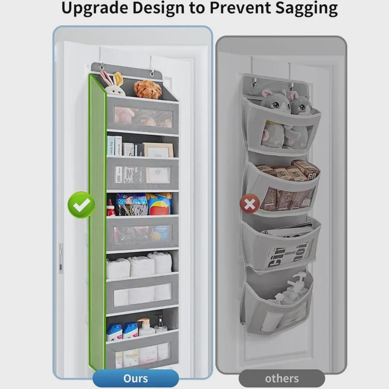 Серый настенный тканевый подвесной органайзер с несколькими карманами для шкафа или двери