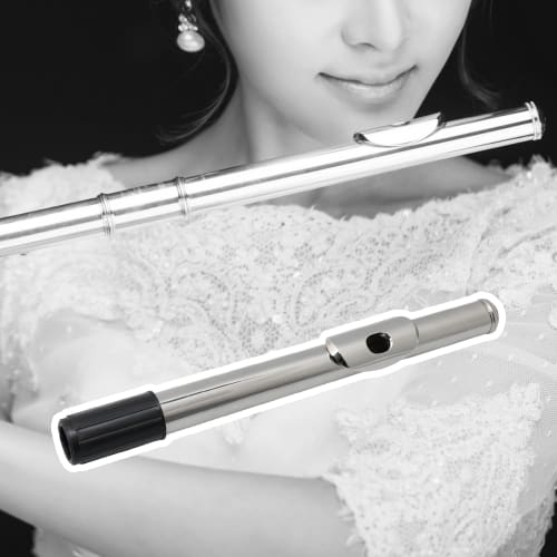 Flute Head Joint, Head Joint, Mouthpiece, Replacement Part, Brass, Nickel Plated, 22.6cm Length, 20mm Socket