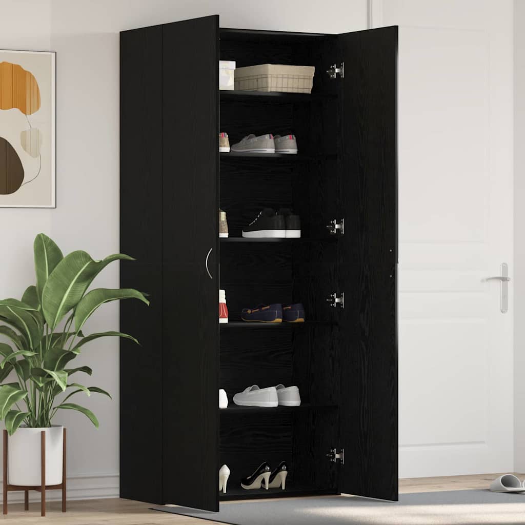 Shoe Cabinet with Shelf Black 80 x 35.5 x 180 cm Engineered Wood
