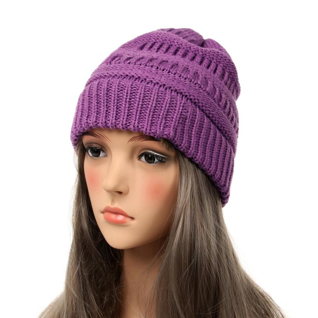 New Autumn And Winter Wool Cap European And American Women's Capped Cap Warm Knitted Cap Simple Solid-Coloured Cap
