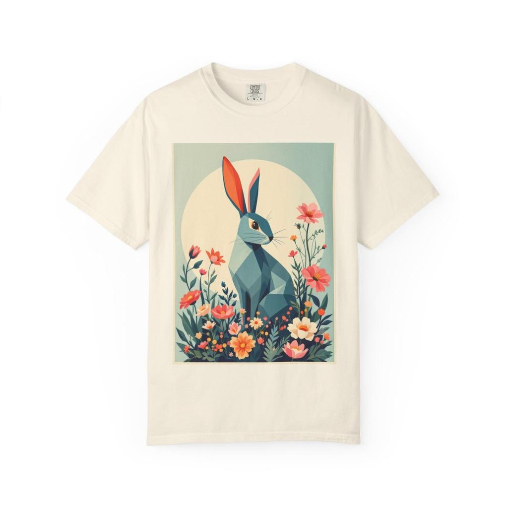 Whimsical Floral Bunny T-shirt | Cute Easter or Spring Apparel for Rabbit Lovers