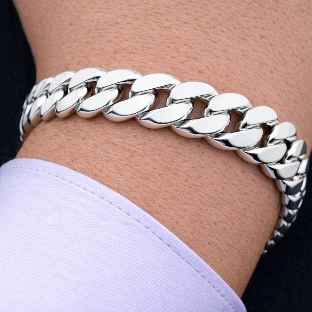 FULL Silver Men' Bracelet 925 SILVER Bracelet 13mm DIAMOND SET